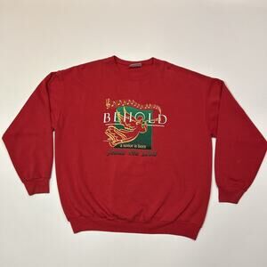 Vintage Jesus Mens Crewneck Sweatshirt Size XL Extra Large Red Christmas